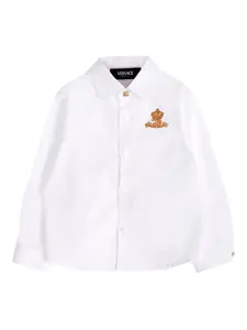 Декорированная рубашка с длинными рукавами Versace Kids, белый