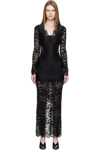 Кружевное макси-платье Rabanne, черный