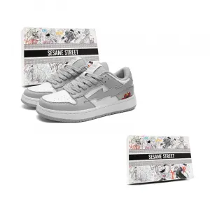 SESAME STREET Теплые противоскользящие и износостойкие легкие низкие скейтерские кроссовки унисекс бело-серые, цвет White Gray