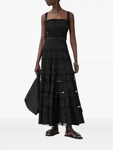 Топ с кружевной отделкой и сборками AllSaints, черный