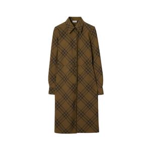 Платье-рубашка из шерсти в клетку Burberry, коричневый