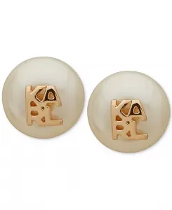 Женские серьги-гвоздики с логотипом из искусственного жемчуга Karl Lagerfeld Paris, white