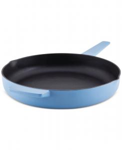 Эмалированная чугунная сковорода диаметром 30 см с дополнительной ручкой и носиками для слива KitchenAid, Blue Velvet