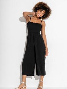 Кроп-комбинезон для пляжа с безрукавным лифом на сборке Pour Moi, Black