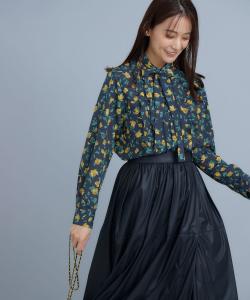 Блузка с оборками и принтом в виде срезанных роз Suite, цвет Yellow 5[540]