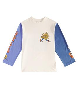 Футболка из хлопкового джерси с принтом Stella McCartney Kids, бежевый