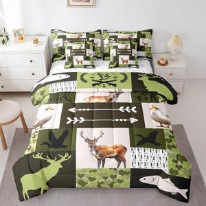 Erosebridal Комплект постельного белья Camo Mallard Duck Full в деревенском охотничьем стиле с тематикой дикой природы, Darkgreen