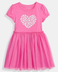 Детское платье-пачка с короткими рукавами и блестками в виде сердечек, размер 2T-4T Epic Threads, Pop Pink