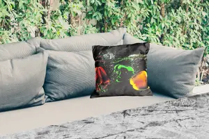 Подушка для улицы - Паприка - Овощ - Вода - Черный - Красный - Зеленый - Желтый - 40x40 см - Водонепроницаемая - Подушка для отдыха - Подголовник - Внутренняя часть - Обивка с изображением MuchoWow