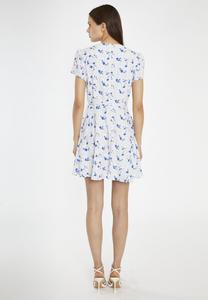 Летнее платье Daisy Tie Waist Glamorous, синее в горошек с винтажным цветочным принтом