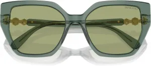 Женские солнцезащитные очки Swarovski Sk6016 «кошачий глаз», Transparent Green/Dark Green