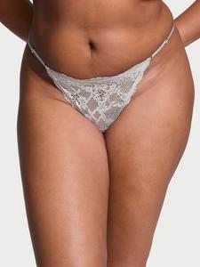Кружевные трусики-стринги с регулируемой V-образной застежкой Dream Angels, lace grey