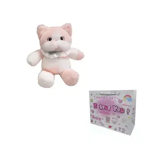 Мягкая плюшевая кукла милый кот в слюнявчике высота 46см BALITU