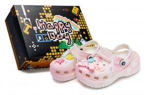 Crocs Классические сабо на платформе 811 Manufacturing, Heartbeat Moment, специальные женские сабо Shoe Box, белые, розовые