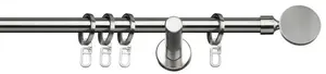 Карниз indeko "Rondo", 1 направляющая, фиксированного размера, полный комплект, включая кольца и крепежный материал 120 см, Ø16мм, цвет edelstahlfarben/silberfarben