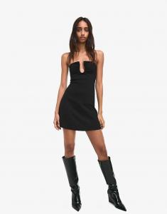 Платье Bershka Mini с мерцающим вырезом черного цвета