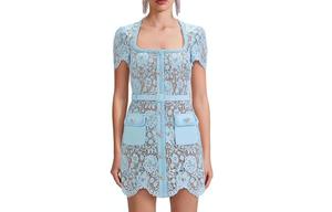 Женское платье с коротким рукавом Self portrait Self-portrait, синий