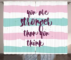 Штора в деревенском стиле с цитатой ABAKUHAUS, текстом в виде акварельных полос, присборенная штора из тесьмы для спальни с петлями и крючками, 280 x 245 см, нежно-розовый, сливовый, с морской пеной Abakuhaus