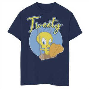 Футболка с рисунком Tweety Swing и портретом Looney Tunes для мальчиков 8–20 лет Licensed Character