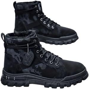 Выкладные треккинговые ботинки с высокой посадкой, удобные и модные, стиль уличной повседневной обуви, зимние теплые ботинки с круглым носком и шнуровкой, кроссовки для походов и прогулок TimeGofate, Black