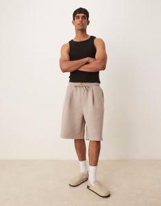 Шорты для баскетбола ASOS DESIGN свободного кроя со складками серого цвета