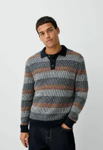 Обычная поло-рубашка с длинными рукавами и полосками Next, Navy Blue