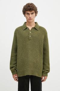 Свитер шерстяной Rasmus Relaxed Brushed Polo Norse Projects, зеленый
