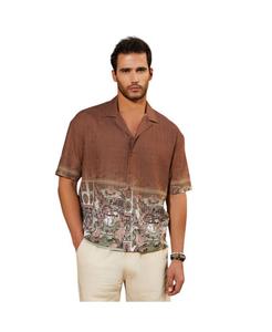 Мужская рубашка оверсайз пепельно-коричневого цвета в стиле инди-омбре Campus Sutra, Brown