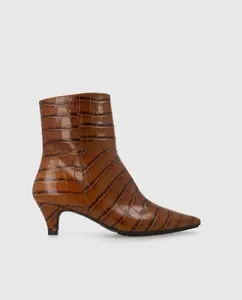 Женские ботильоны из тисненной кожи на каблуке Lodi, коричневый