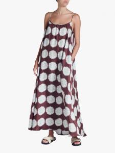 Неаполи бесшовное платье макси с принтом подсолнухов из шелка ASCENO, Brown/White