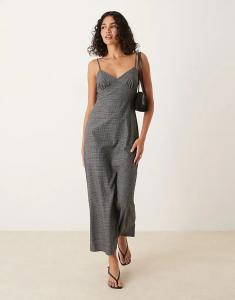 Платье-комбинация ASOS DESIGN в серую клетку