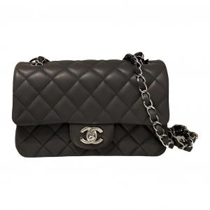 CHANEL Классический клатч из овечьей кожи с логотипом CF Миниатюрная женская сумка через плечо кроссбоди Темно-серый