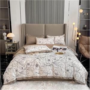 YUSIWOAL Комплект постельного белья Cotton Floral Leaf с ручной росписью цветов и застежкой-молнией Color 1