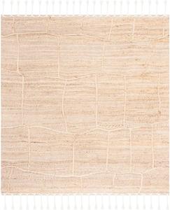 Ковер SAFAVIEH, 244 x 244 см, Natural Fiber Collection, Natural, ручной работы в деревенском стиле с плетеными кистями из джута, идеален для помещений с высокой проходимостью в гостиной, спальне (NF105B)