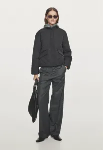 Короткая водоотталкивающая стеганая легкая куртка-бомбер Massimo Dutti, Black