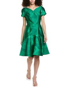 Тери Джон от Рики Фримен Жаккардовое платье трапеция Teri Jon by Rickie Freeman, зеленый