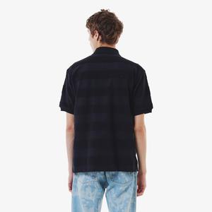 Мужская поло-рубашка Lacoste (официальная) из ткани в полоску, черный