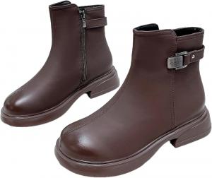 Generic Женские ботильоны с боковой пряжкой, на платформе, черные и коричневые