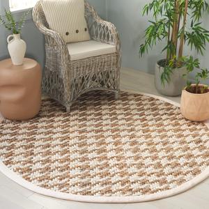 Ковер SAFAVIEH, 183 x 183 см, Natural Fiber Collection, Natural & Bleach, ручной работы из джута, идеально для гостиной, спальни, столовой (NF272A)