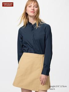 Рубашка из смесового хлопка с рюшами Uniqlo, 69 navy
