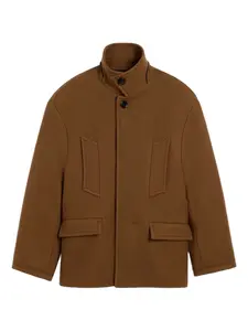 Шерстяной бушлат оверсайз с высоким воротником Ami Paris, коричневый