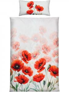 Постельное белье из сатина Мако белого и красного цветов Erwin Müller, 155x220 см (40x80 см)