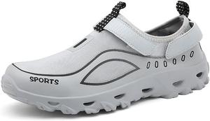 Мужские водонепроницаемые туристические кроссовки для хайкинга, быстро сохнущие, дышащие, для трейлового бега, легкие, нескользящие, для прогулок на открытом воздухе с ремешком на липучке для походов по рекам и кемпинга Qacksv, серый