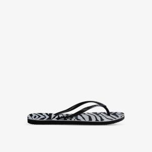 Тонкие резиновые шлепанцы с принтом «зебра» Havaianas, черный