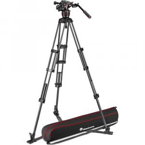 Жидкостная видеоголовка Manfrotto 608 Nitrotech и карбоновый штатив с двумя ножками и распоркой