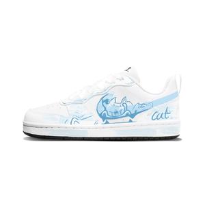 Nike Кроссовки для скейтбординга Court Borough Soft Blue Cat Paw Abrasion Resistant Low top для детей, бело-голубые, унисекс