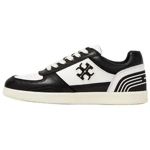 Кроссовки Clover Court из кожи с цветными блоками TORY BURCH, черный/белый