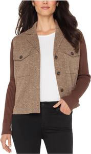 Женская куртка с узором ёлочка и рукавами свитера Liverpool Los Angeles, Brown/Camel Herringbone