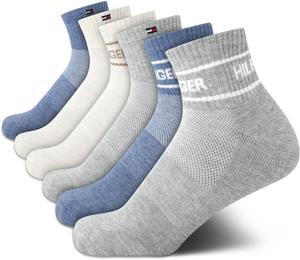 Женские носки Tommy Hilfiger Flag Sport Cushion Short Crew Socks, 6 пар, Oatmeal Heather