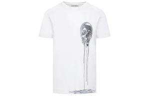 Alexander Mcqueen Мужская белая футболка с круглым вырезом, умеренно прямой крой